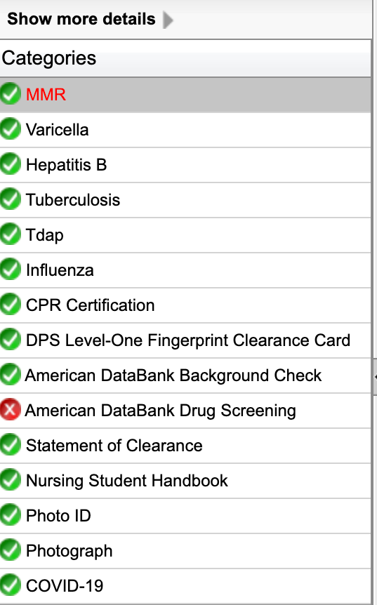 screenshot showing all green checkmarks