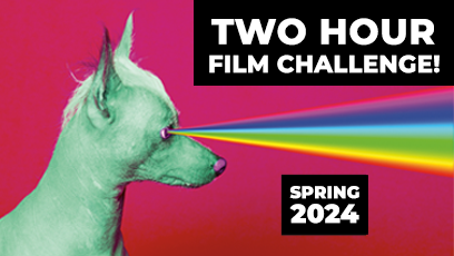 green dog with rainbow laser vision Two Hour Film Challenge Spring 2024