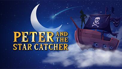 Peter and the Star Catcher ship sailing with pirate flag and large quarter moon