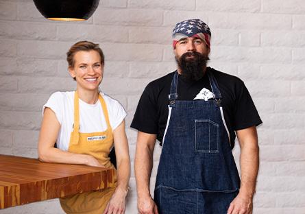 Katherine and Jason Dwight in their restaurant