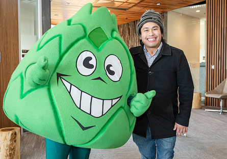 Student with mascot