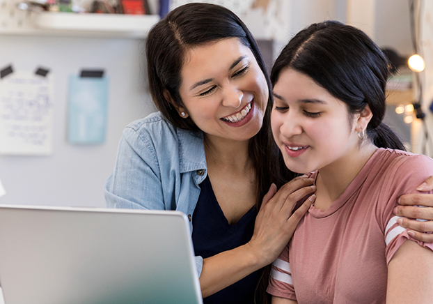 parent helping high school student