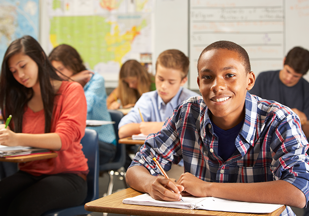 high school students in classroom