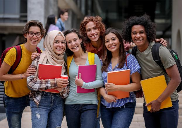 group of smiling students