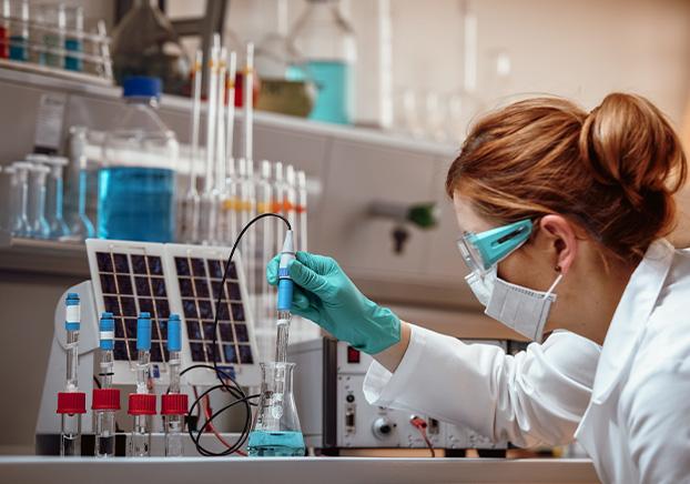 student working in a laboratory