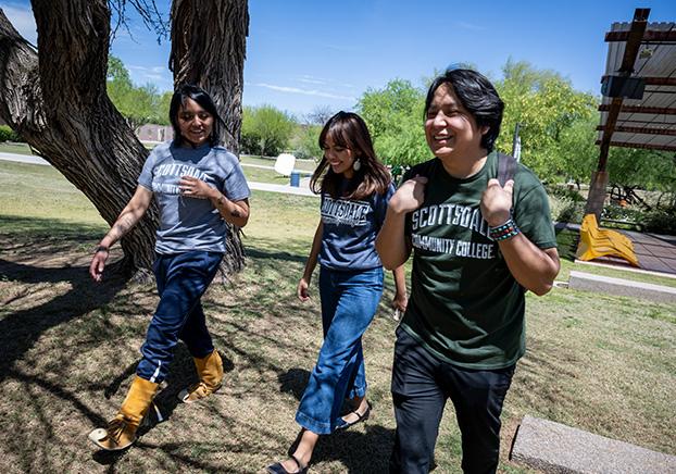 students walking on campus